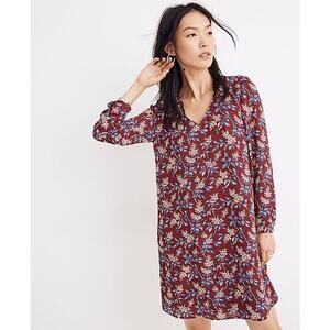 Madewell Womens Button Back Burgundy Floral‎ Dress Antique Flora Sz XS Boho Fall